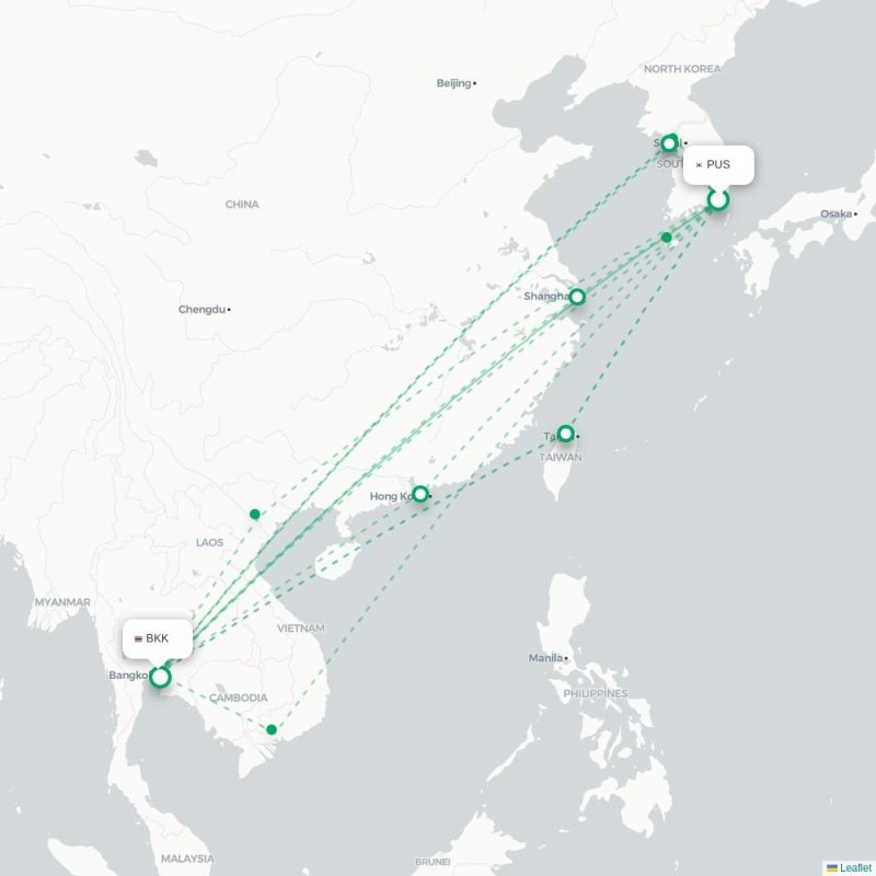 PUS - BKK route map