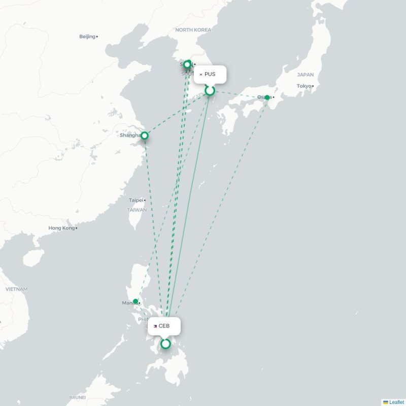 PUS - CEB route map