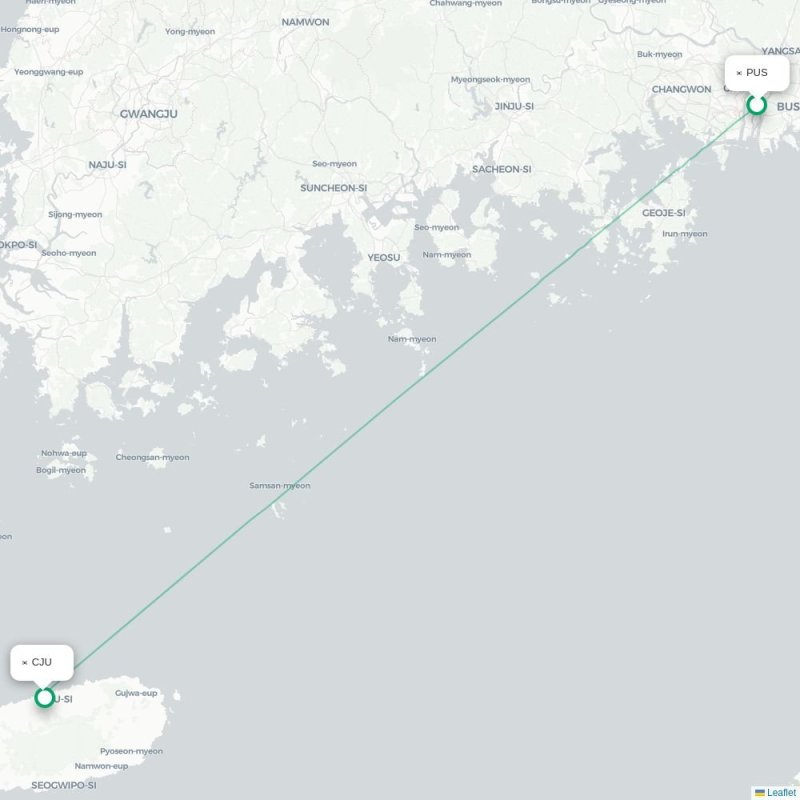 PUS - CJU route map