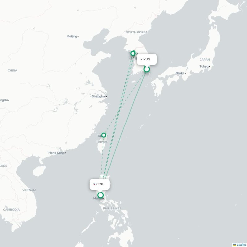PUS - CRK route map