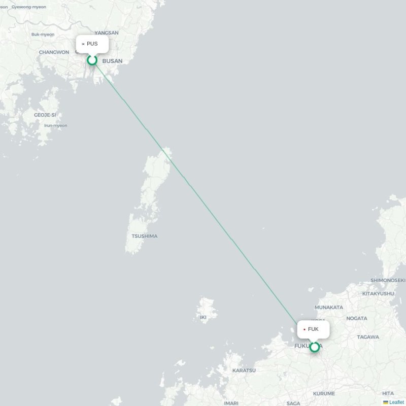 PUS - FUK route map