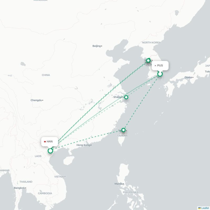 PUS - HAN route map