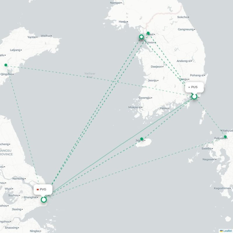 PUS - PVG route map