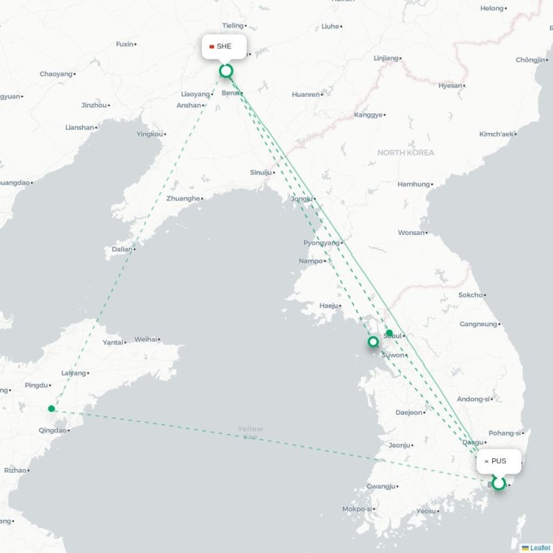 PUS - SHE route map