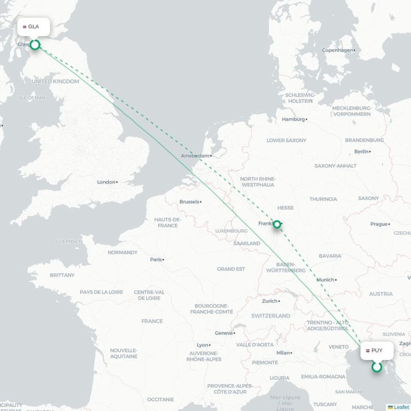 PUY - GLA route map