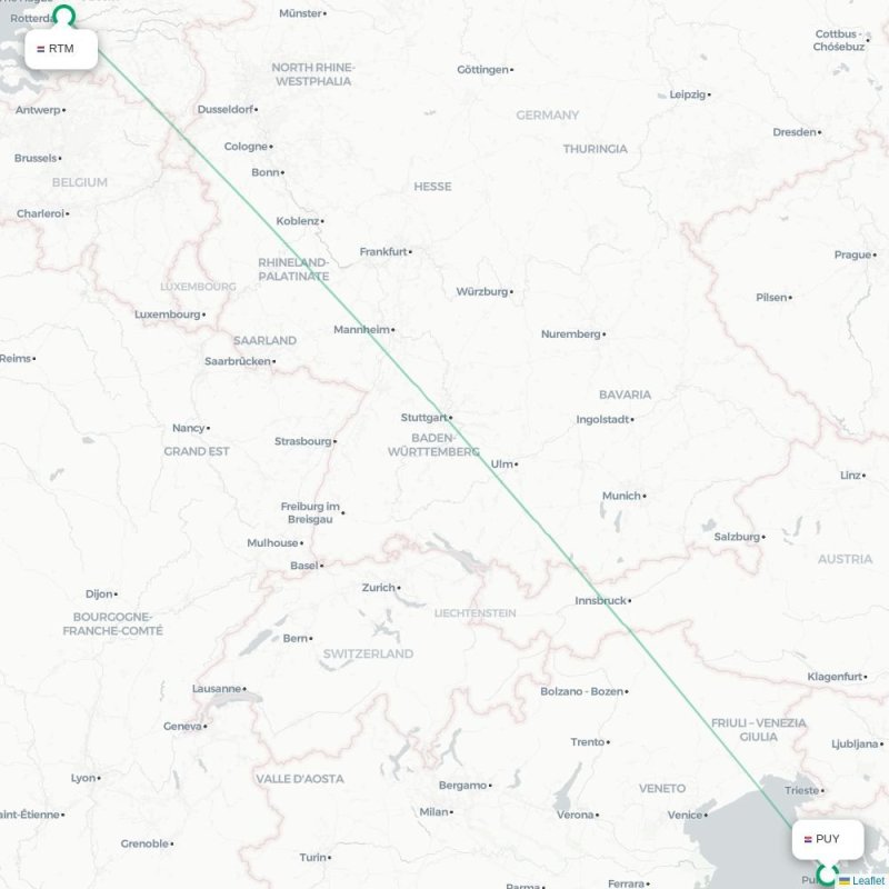 PUY - RTM route map