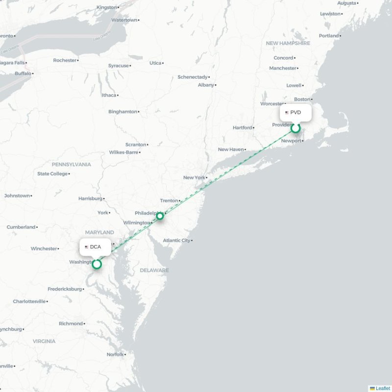 PVD - DCA route map