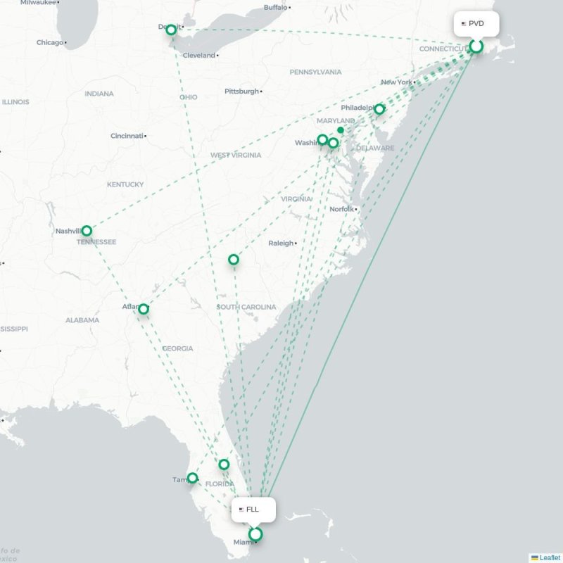 PVD - FLL route map