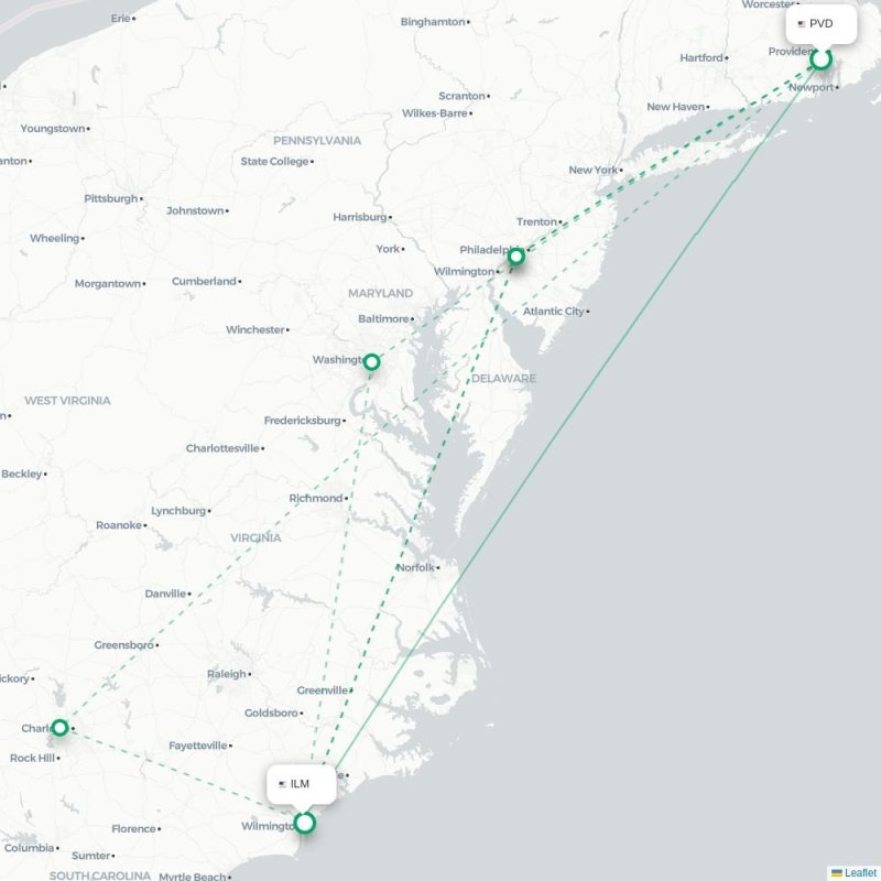 PVD - ILM route map