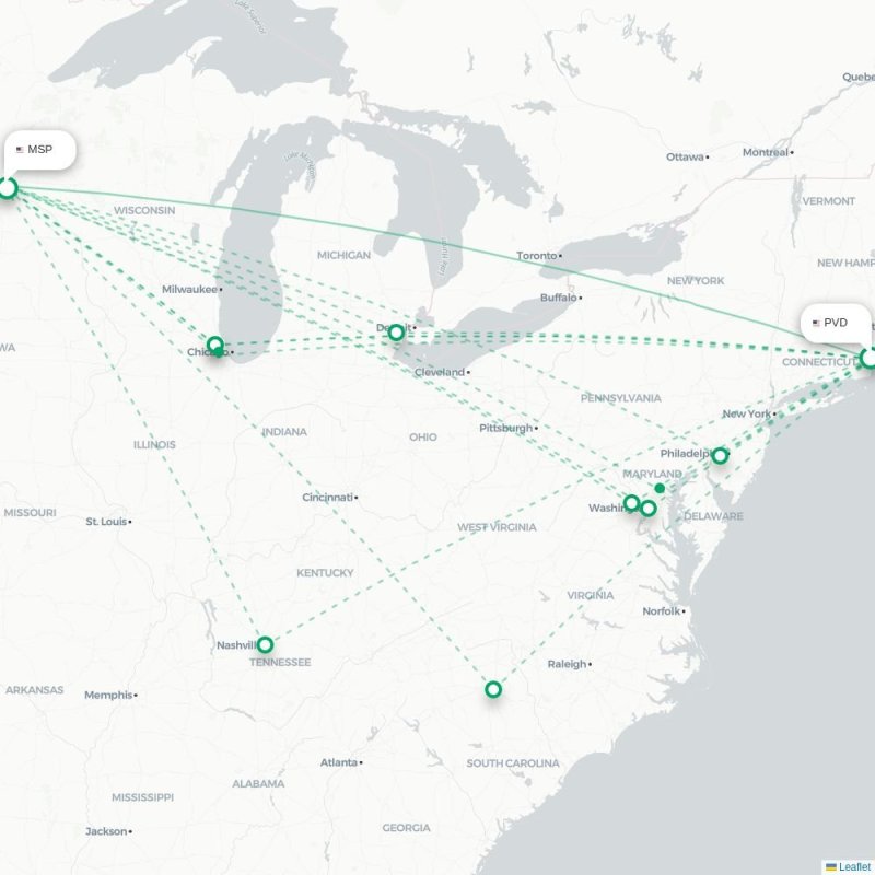 PVD - MSP route map
