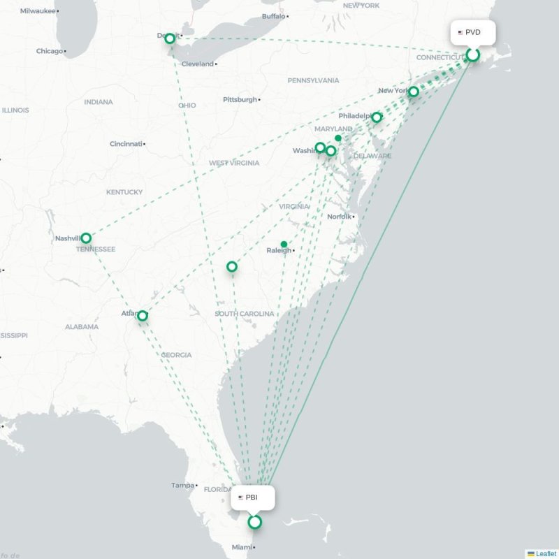 PVD - PBI route map