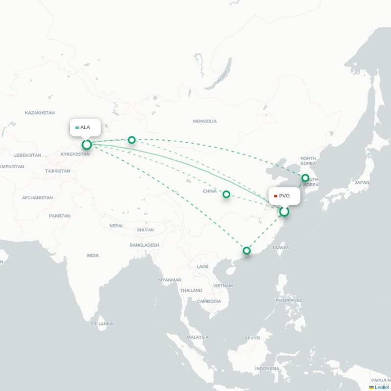 PVG - ALA route map