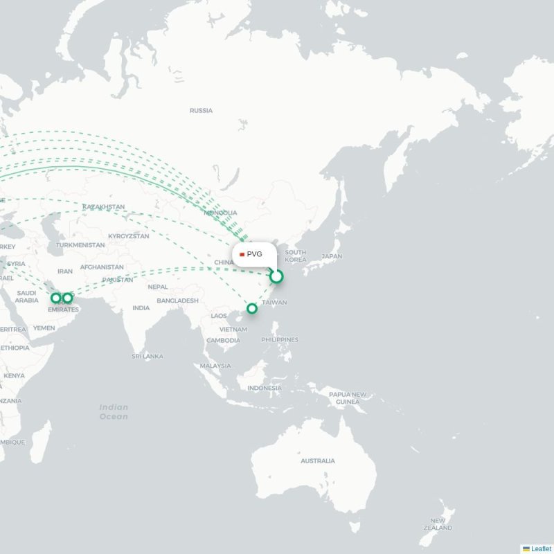 PVG - BCN route map