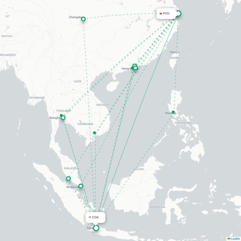 PVG - CGK route map