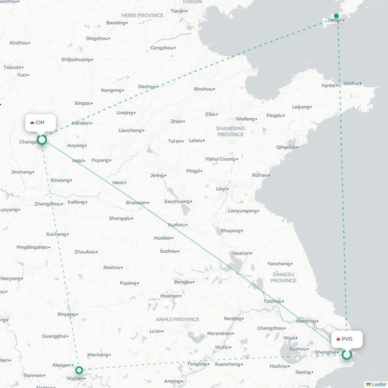 PVG - CIH route map