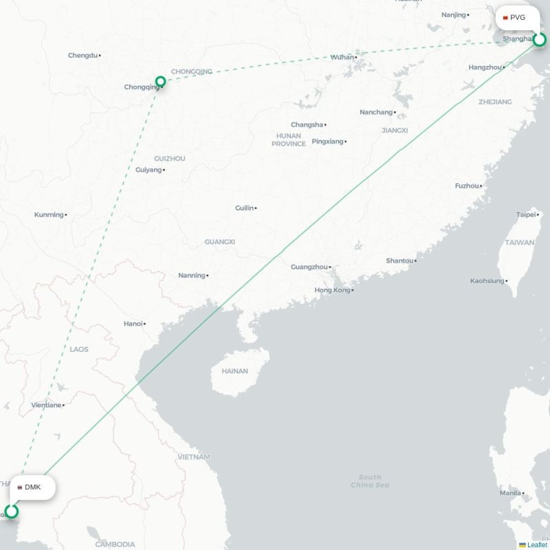 PVG - DMK route map
