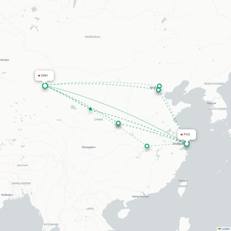 PVG - DNH route map