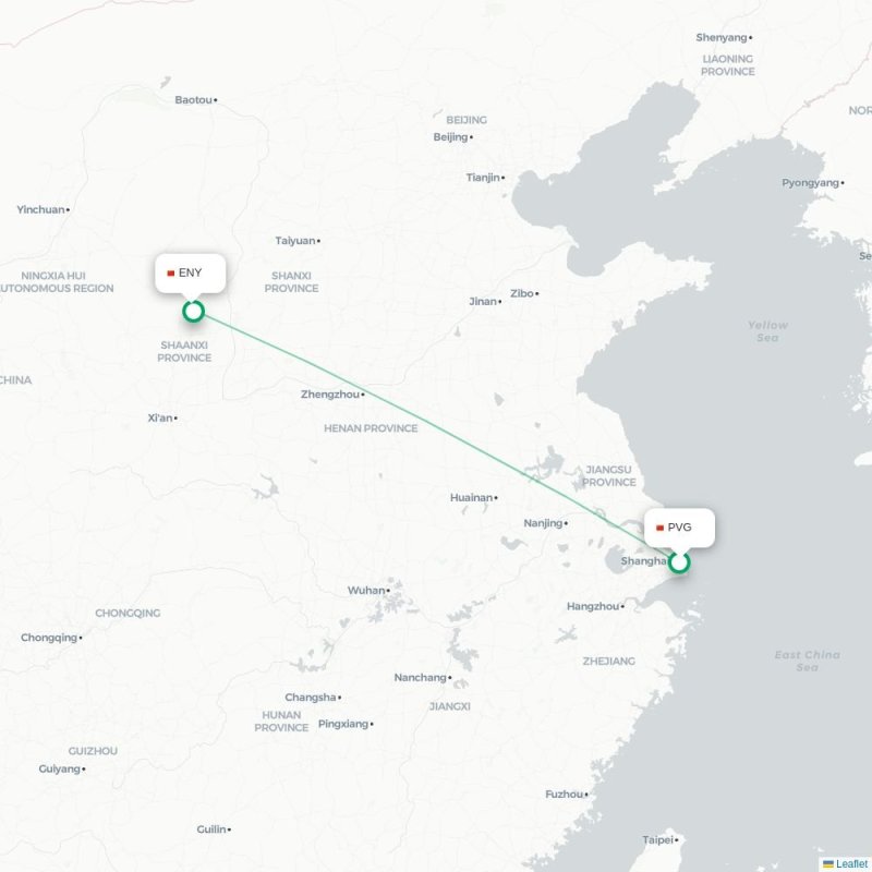 PVG - ENY route map