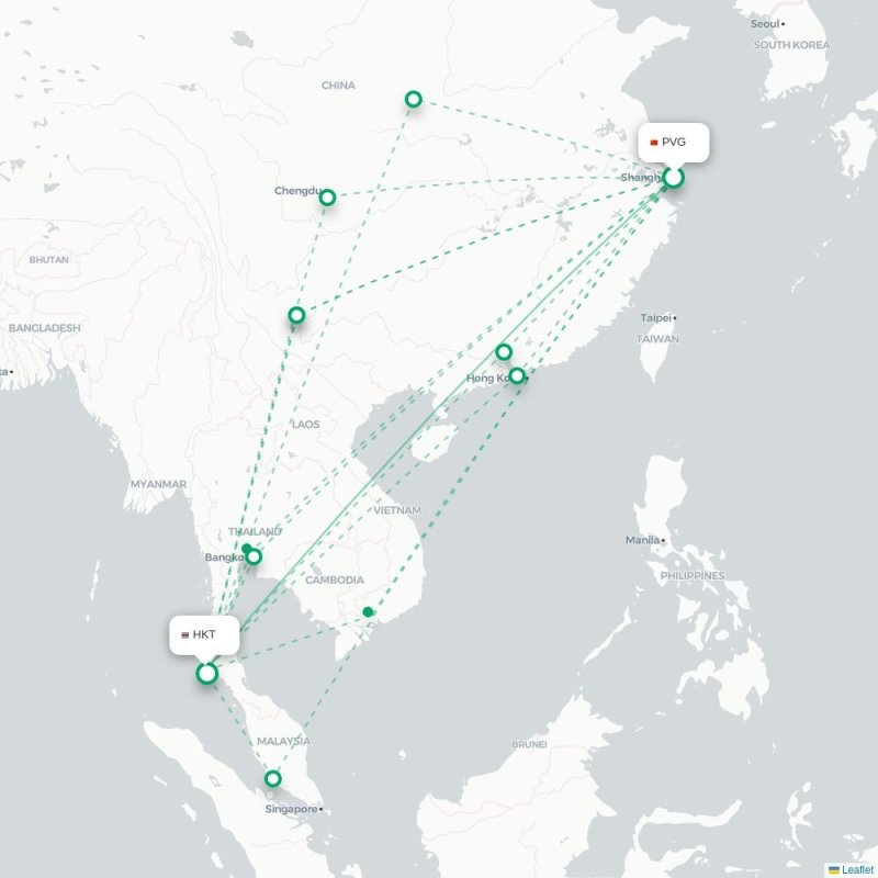 PVG - HKT route map