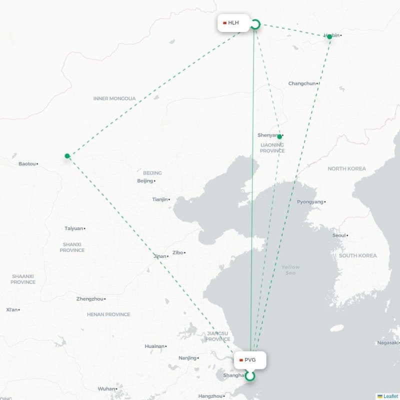PVG - HLH route map