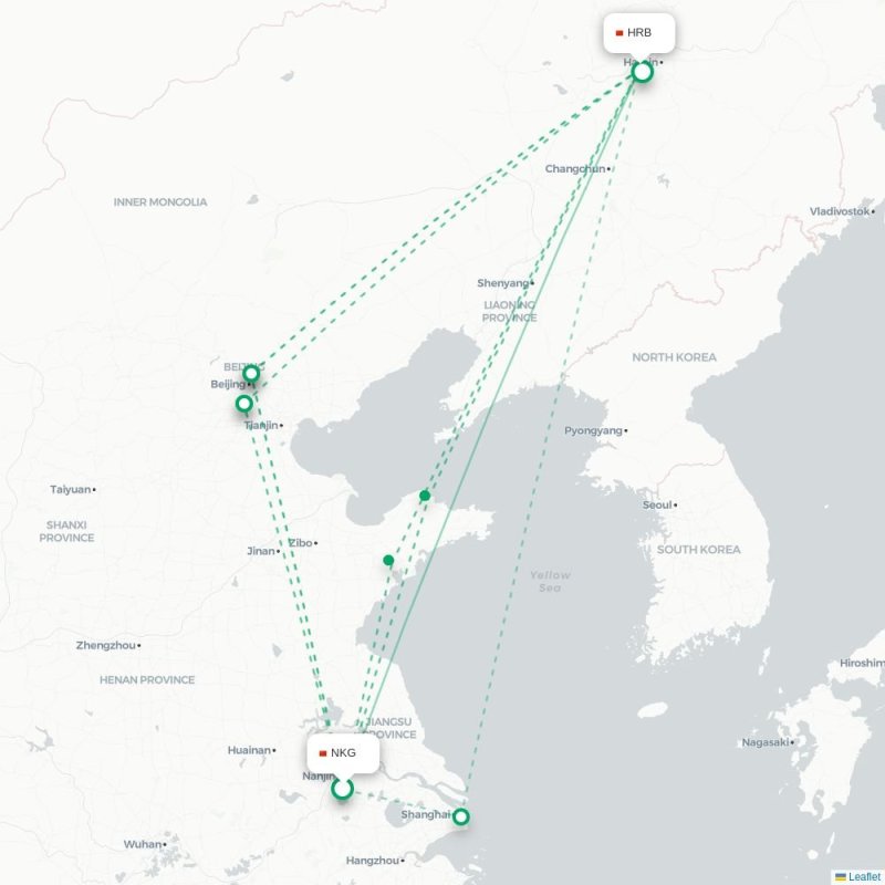 PVG - HRB route map