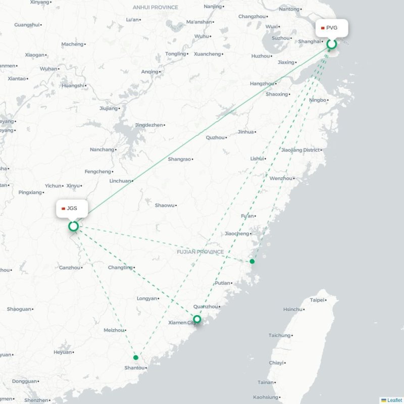 PVG - JGS route map