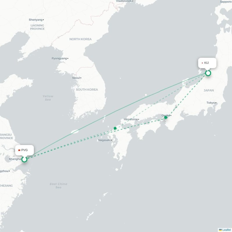 PVG - KIJ route map