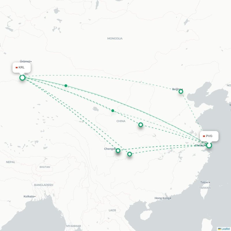 PVG - KRL route map