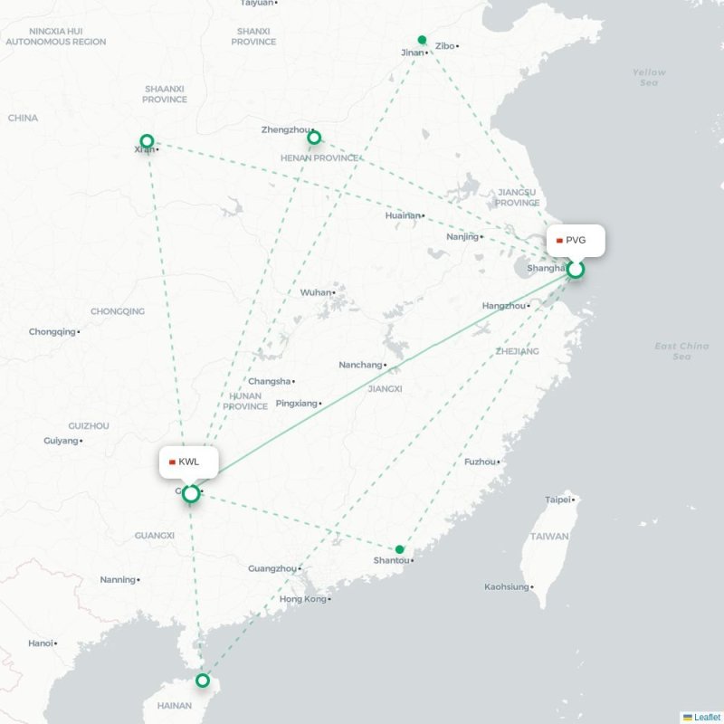 PVG - KWL route map