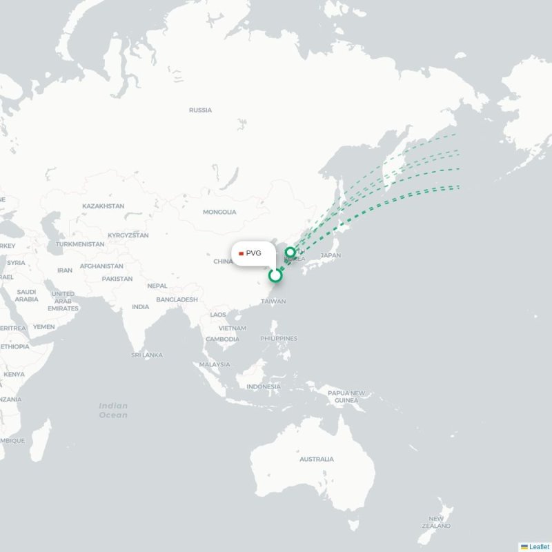 PVG - LAS route map