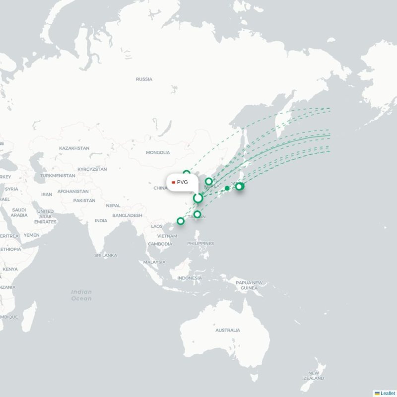 PVG - LAX route map