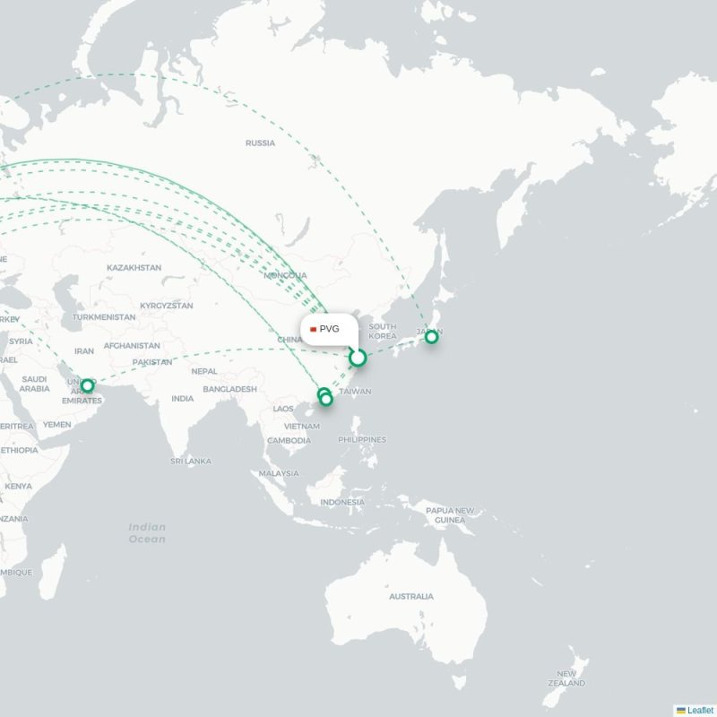 PVG - LHR route map