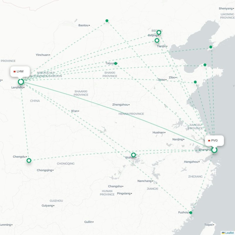 PVG - LHW route map