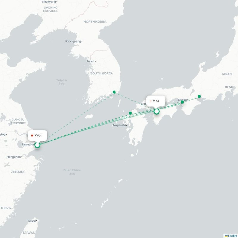 PVG - MYJ route map