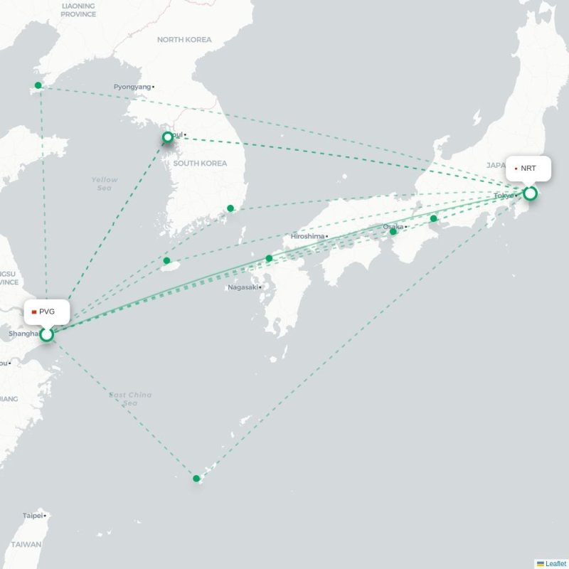 PVG - NRT route map