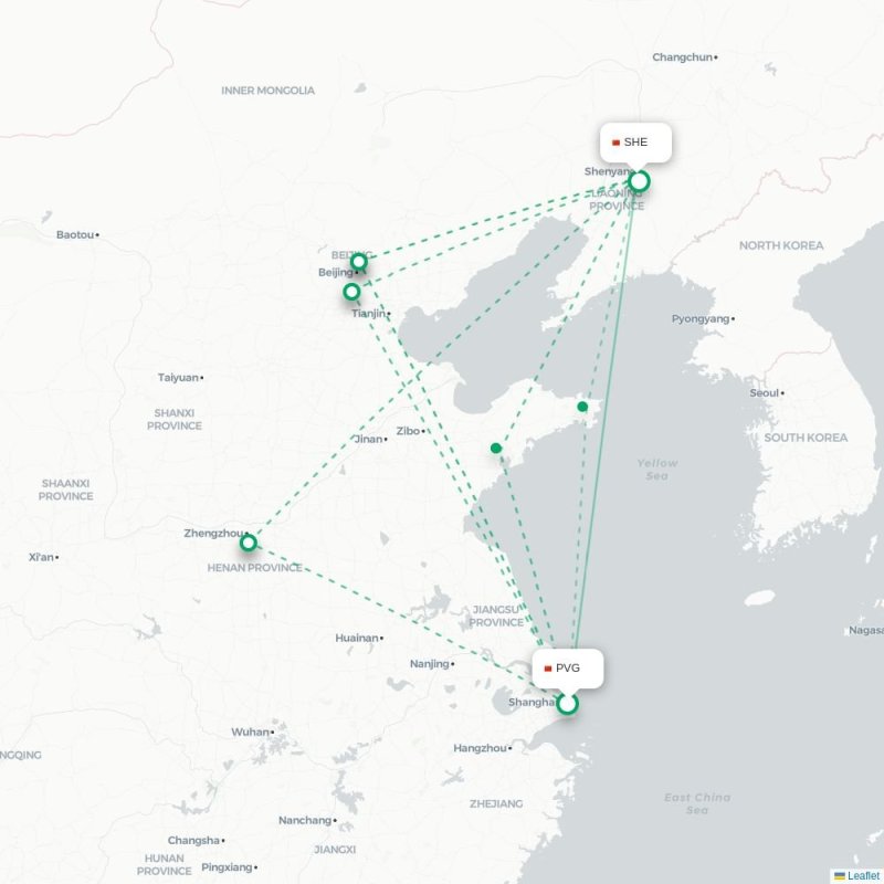 PVG - SHE route map