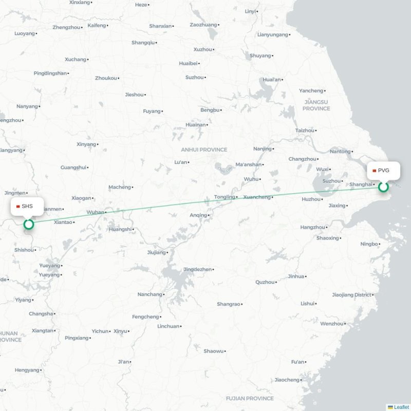 PVG - SHS route map