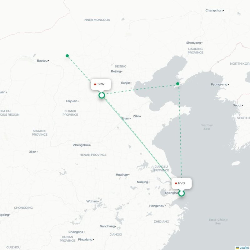 PVG - SJW route map