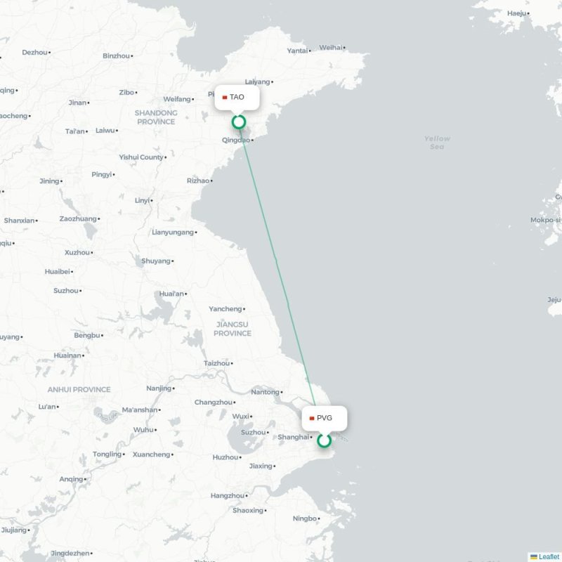 PVG - TAO route map