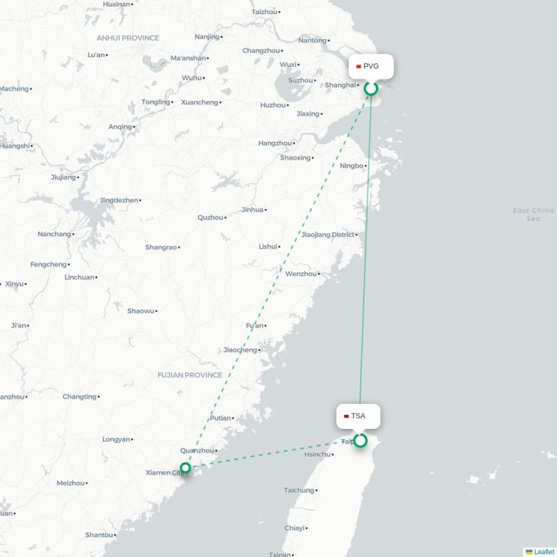 PVG - TSA route map