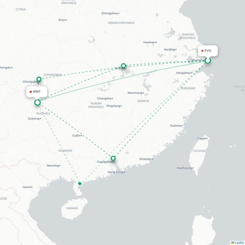 PVG - WMT route map