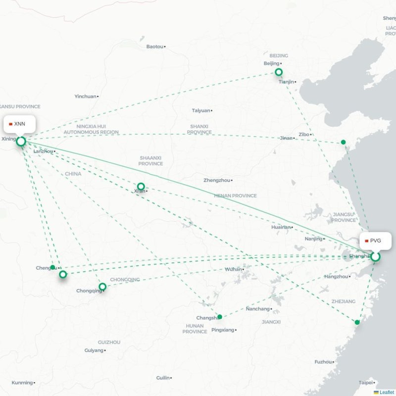 PVG - XNN route map