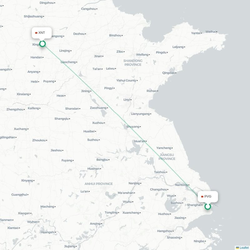 PVG - XNT route map