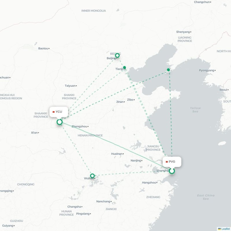 PVG - YCU route map