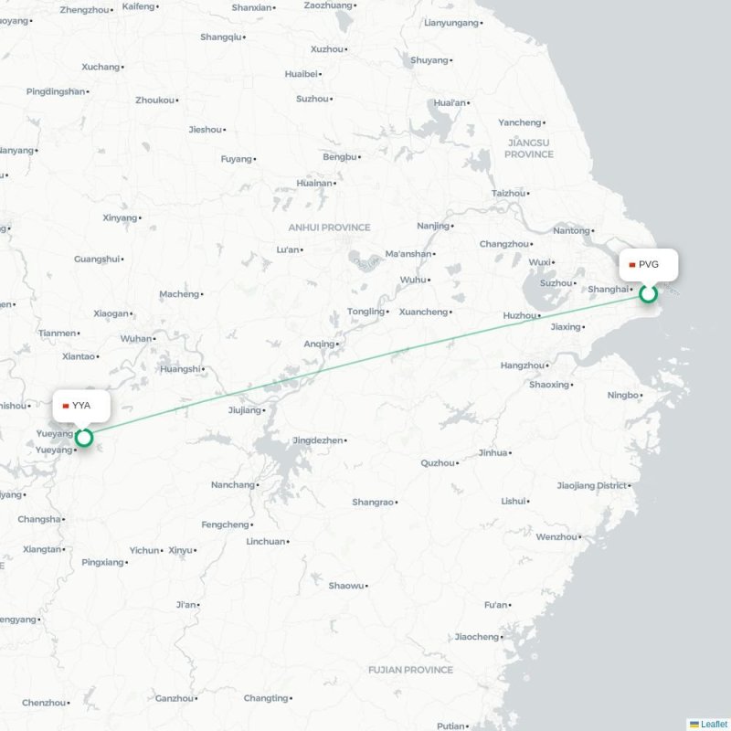 PVG - YYA route map