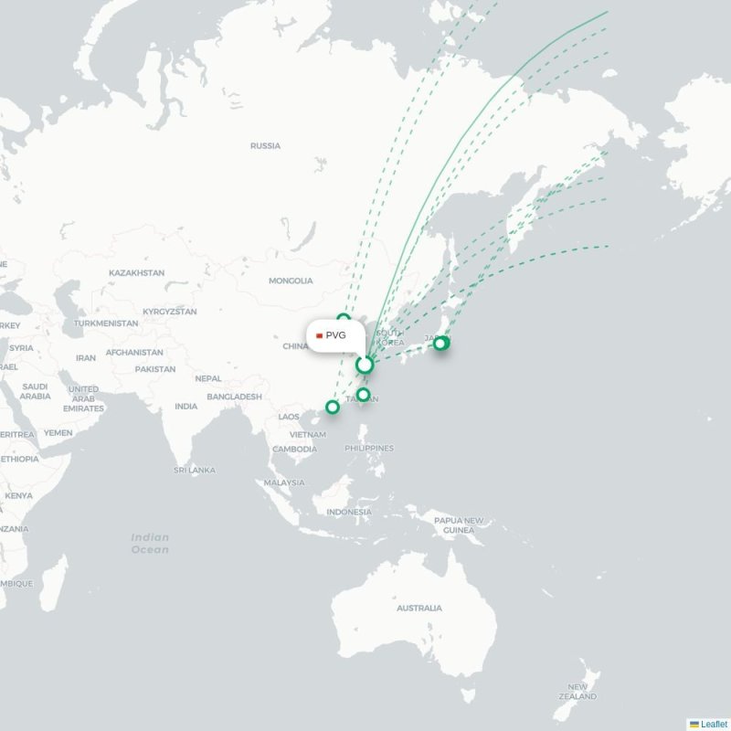 PVG - YYZ route map