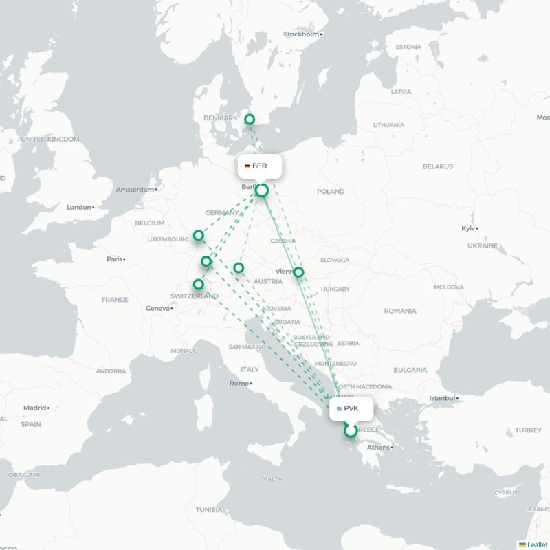 PVK - BER route map