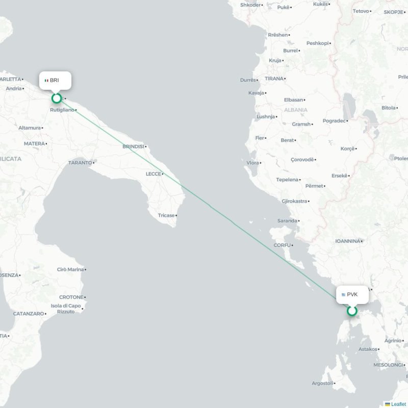 PVK - BRI route map