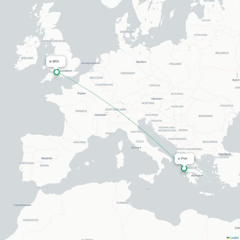 PVK - BRS route map