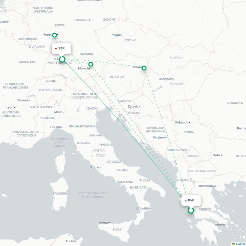 PVK - STR route map